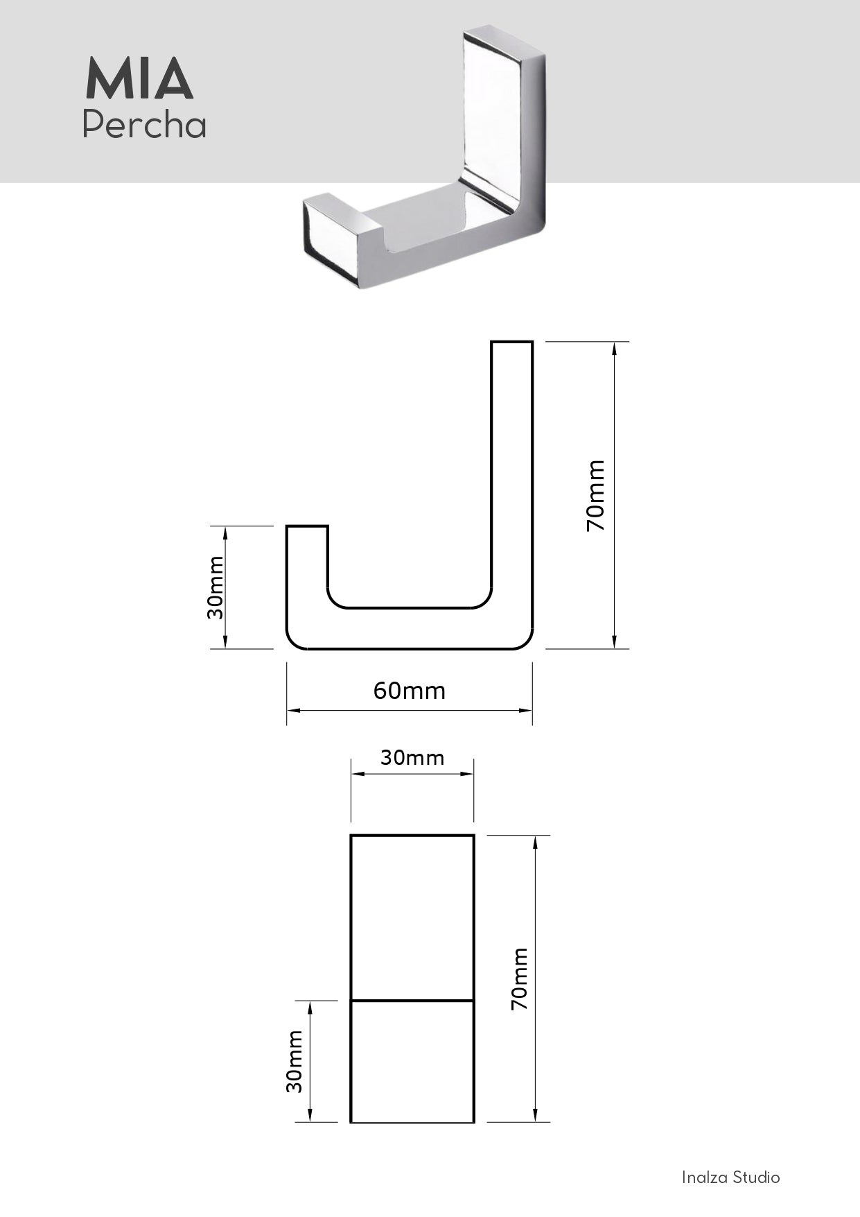 Percha Cromada de Zamak y Latón