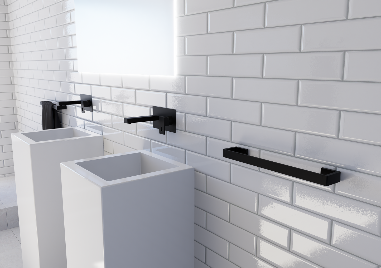 Toallero Cromado de Zamak y Latón, Negro