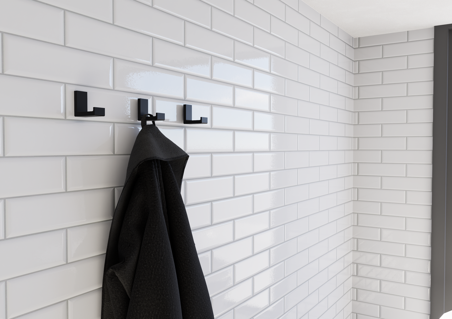 Percha Cromada de Zamak y Latón, Negro