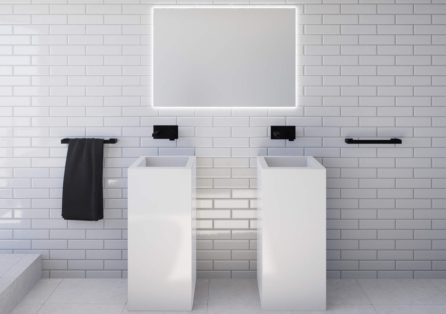 Toallero Cromado de Zamak y Latón, Negro