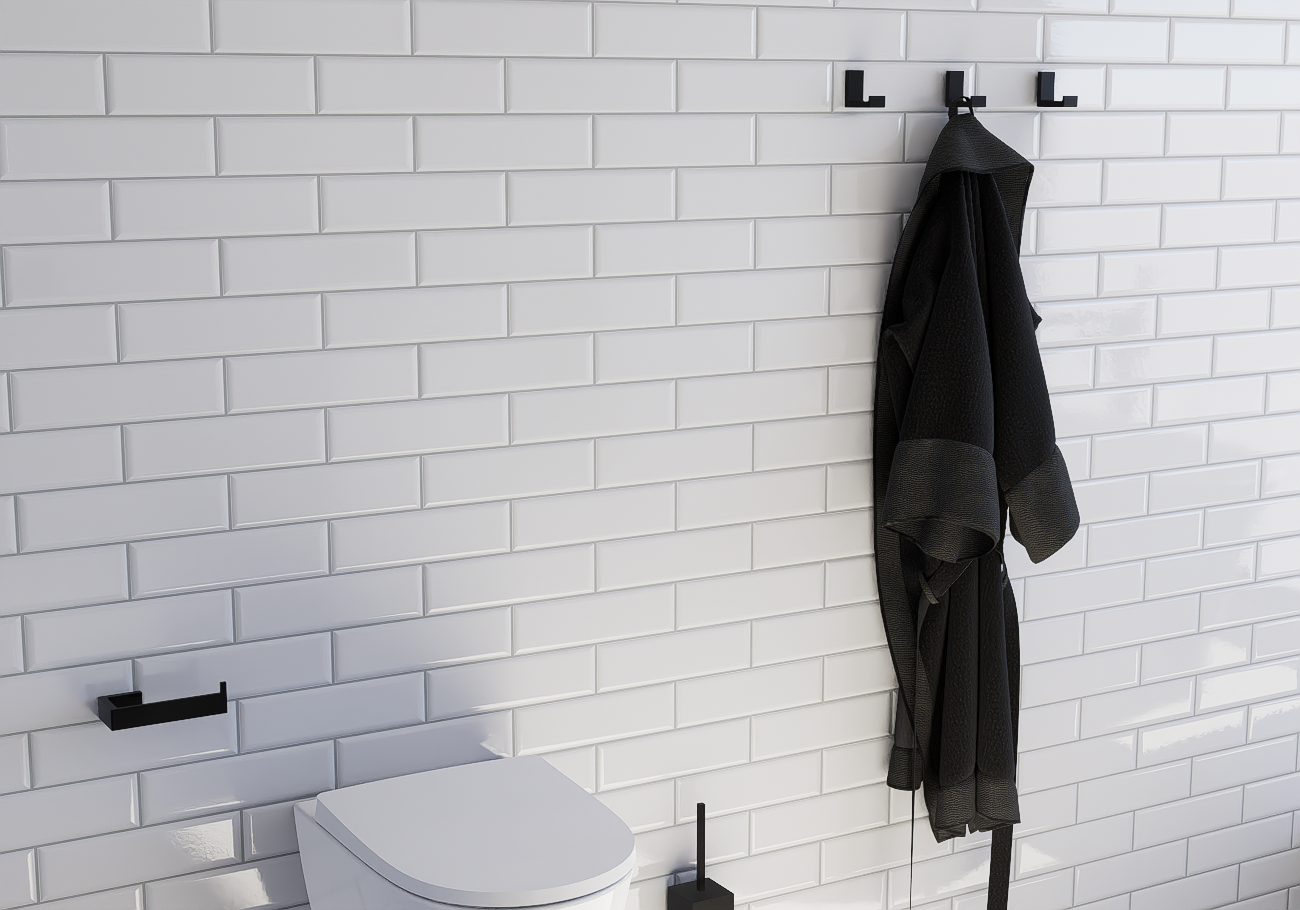 Percha Cromada de Zamak y Latón, Negro