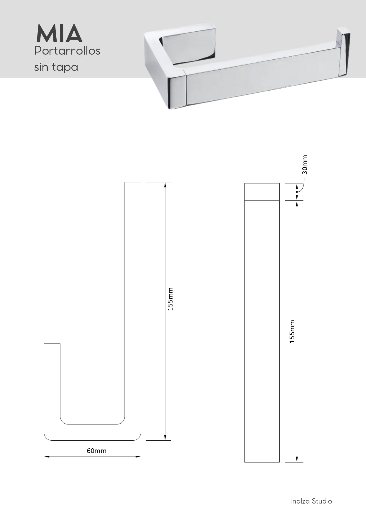 Portarrollos Cromado de Zamak y Latón